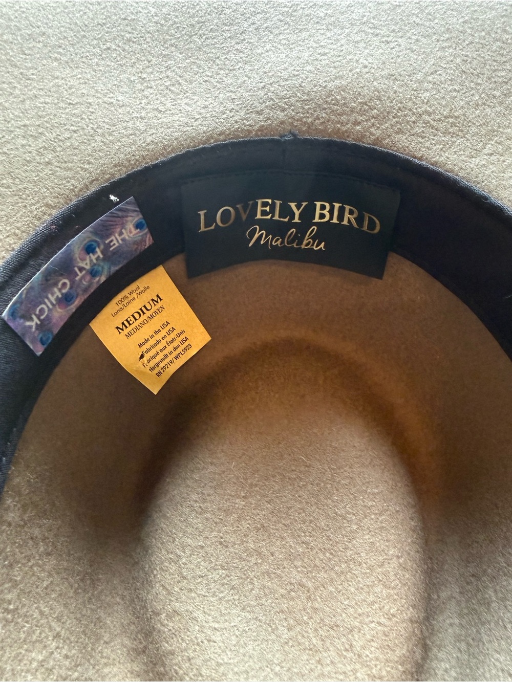 Lovely Bird Malibu - Montana Taupe Wide-Brim Fedora Hat size Med - Picture 6 of 10